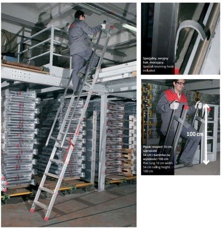 Drabina aluminiowa schody z poręczami FARAONE (wysokość robocza: 5,00m) 99675044