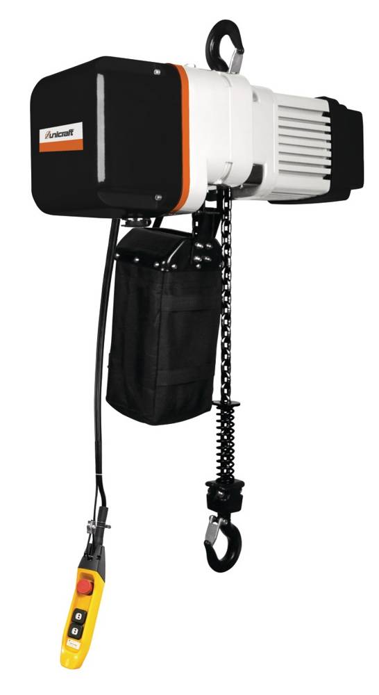 Elektryczna wciągarka łańcuchowa hakowa Unicraft  i z elektycznym wózkiem (udźwig: 1 T, wysokość podnoszenia: 6m, szerokość szyny: 74-180mm) 32276355